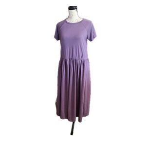 Lunya Purple Short Sleeve‎ Relaxed Midi Dress Womens Small Super Soft